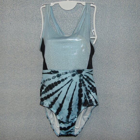 Justice Blue Black Strappy Leotard XL (16-18) - Picture 1 of 8
